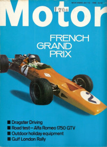 MOTOR 1968 JULY 13 - FRENCH GRAND PRIX, GULF LONDON, APLPHA 1750 GTV